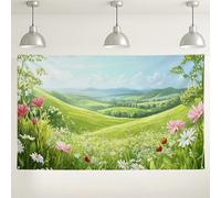 Lush Meadow Landscape Backdrop, Scenic Floral Photography Background, Vibrant Outdoor Decor for Parties, Spring/Summer Event Display 71x43 Inch