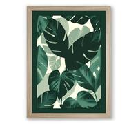 Lush Monstera Leaves Botanical Framed Wall Art Print A4 (29.7×21cm) Oak, Wall Decor for Living Room, Bedroom, Office & Home, Ready to Hang, Art Gift