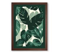 Lush Monstera Leaves Botanical Framed Wall Art Print A4 (29.7×21cm) Walnut, Wall Decor for Living Room, Bedroom, Office & Home, Ready to Hang, Art Gift