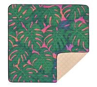 Lush Monstera Sunset Pattern Soft Thick Baby Gym & Activity Mat for Floor Cozy Breathable Infant Play Activity Mat for Babies Infants Toddlers, 50'' x 50''