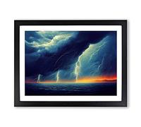 Lush Ocean Thunderstorm Framed Print | A3 Black Framed Wall Art | Ready to Hang | Modern Nautical Picture | Living Room Bedroom Lounge Office