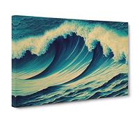 Lush Ocean Wave Canvas Print | Gallery Wrapped 30mm Frame Wall Art | 30x20 inches | Ready to Hang | Coastal Seascape Picture | Living Room Bedroom Lounge Office