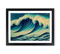 Lush Ocean Wave Framed Print | A3 Black Framed Wall Art | Ready to Hang | Modern Nautical Picture | Living Room Bedroom Lounge Office