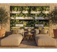 Lush Plant Vertical Garden Wall Mural Curtain - Modern Living Wall Art, Outdoor Fence Panel, Decorative Tapestry, Contemporary Garden Decor, Botanical Design, Green Wall Backdrop, Luxury Home Art