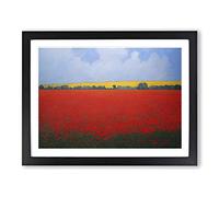 Lush Poppy Field Flowers Framed Print | A2 Black Framed Wall Art | Ready to Hang | Modern Floral Picture | Living Room Bedroom Lounge Office