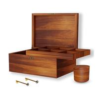 LUSH & STYLE Acacia Wooden Box, Keepsake With Hinged lid and locking key, Decorative, Memory, Wooden Storage Boxes, Customizable Design With Adjustable Tray,keepsake trunk(Divider Model) Large