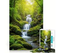 Lush Waterfall in Green Forest Adult Jigsaw Puzzle1000 Pieces Decompress Game True Detail Playful Challenge Night Play (50x75cm)