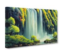 Lush Waterfall Vol.1 Canvas Print | Gallery Wrapped 30mm Frame Wall Art | 30x20 inches | Ready to Hang | Contemporary Landscape Picture | Living Room Bedroom Lounge Office