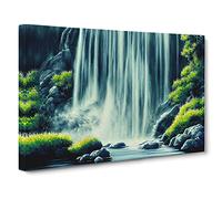Lush Waterfall Vol.3 Canvas Print | Gallery Wrapped 30mm Frame Wall Art | 30x20 inches | Ready to Hang | Contemporary Landscape Picture | Living Room Bedroom Lounge Office