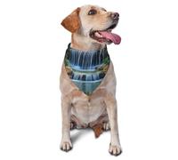 Lush Waterfalls And Greenery Scenes Printed Graphic Pet Triangle Scarf For Dogs & Cats, Adjustable Cute Pet Bandana For & Photo Shoots