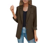 LUSHAasd Blazers for Women UK Fashion Solid Lapel Neck Outwear Long Sleeve Button Suit Coat Jacket Cardigan Outfits Formal Office Work Blazer