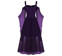 LUSHAasd Items Fancy Dress for Women UK 2023 Highland Pretend Play Witches Costumes See Through Butterfly Sleeve Steampunk Bardot Medieval Dress