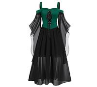 LUSHAasd Prime Deals of The Day Prime Sale Renaissance Dresses Women Cold Shoulder Gothic Butterfly Sleeve Medieval Halloween Costume Bellatrix Victorian Dress