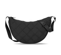 Lushandy Quilted Crossbody Bag for Women - Puffer Hobo Puffy Luna Large Nylon Crescent Half Moon, Black, 14.6x8.3x5.1 inches