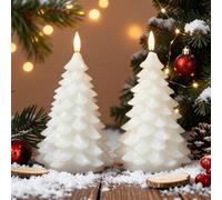 LUSHARBOR Flameless Candles with Remote Timer, 2 Pack Christmas Tree Candles Battery Operated LED Candles Real Wax Holiday Christmas Decoration for Bedroom Party Festival Gift White