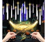 LUSHARBOR Floating Candles with Wand, 20 Pack Halloween Flameless Candles Battery Operated LED Taper Hanging Candles Electric Candle for Christmas Halloween Birthday Party Decor