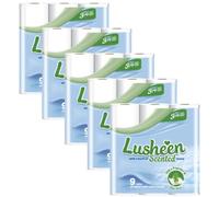 Lusheen 3 Ply Quilted Soft Toilet Tissue Rolls Soft, Strong & Absorbent Embossed Toilet Paper Aloe Vera Scented 45 Roll (5 Pack)