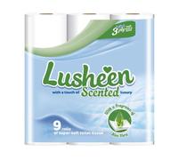 Lusheen 3 Ply Quilted Soft Toilet Tissue Rolls Soft, Strong & Absorbent Embossed Toilet Paper Aloe Vera Scented 9 Roll (1 Pack)