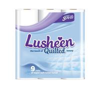 Lusheen 3 Ply Quilted Soft Toilet Tissue Rolls Soft, Strong & Absorbent Embossed Toilet Paper Classic Unscented 9 Roll (1 Pack)