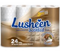 Lusheen Shea Butter Toilet Roll 24 Rolls - Soft & Strong 3 Ply Toilet Tissue - Luxury Scented - Long Lasting Family Pack