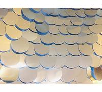 LushFabric 18mm Large Sequin Fabric Material 2 Way Stretch Wedding Dress Backdrop 130cm Wide Sparkling Sequins (Sold by The metre) (Silver), 1 Metre