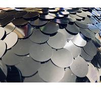 LushFabric 18mm Large Sequin Fabric Material 2 Way Stretch Wedding Dress Backdrop 130cm Wide Sparkling Sequins (Sold by The metre) (Black)