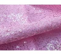 LushFabric 3mm Sequins Fabric 2 Way Stretch Fish Scales Multicoloured Material for Carnival Crafts - 130cm Wide (1 METRE, Baby Pink)