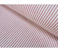 LushFabric Candy Stripe Linen Fabric Light Cotton Material Cute Striped White Lines Home Decor, Dressmaking - 150cm Wide (Sold by The Metre) (Pink)