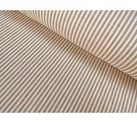 LushFabric Candy Stripe Linen Fabric Light Cotton Material Cute Striped White Lines Home Decor, Dressmaking - 150cm Wide (Sold by The Metre) (Light Brown)