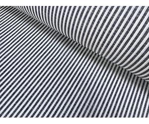 LushFabric Candy Stripe Linen Fabric Light Cotton Material Cute Striped White Lines Home Decor, Dressmaking - 150cm Wide (Sold by The Metre) (Black)