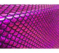 LushFabric Mermaid Scale Print Fabric Fish Tale Scales Foil - 2 Way Stretch Material Lycra Spandex - Bikini, Costume, Dress, Decor - 145CM Wide (1 METRE, Pink & Black)