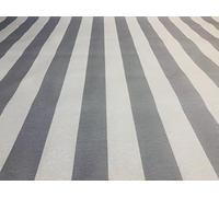 LushFabric Sofia Striped Fabric - 4cm Wide White Stripes for Curtains Upholstery Home Decor Table Runner Material - 140cm Wide (2 Metres, Silver Grey)