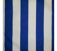 LushFabric Sofia Striped Fabric - 4cm Wide White Stripes for Curtains Upholstery Home Decor Table Runner Material - 140cm Wide (1 Metre, Blue)