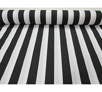 LushFabric Sofia Striped Fabric - 4cm Wide White Stripes for Curtains Upholstery Home Decor Table Runner Material - 140cm Wide (1 Metre, Black)