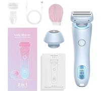 Lushglide Pro, Lush Glide Razor, 2025 2 in 1 Wet & Dry Waterproof Electric Razors for Women, Painless Hair Removal, Rechargeable Women's Shaver with Removable Head for Leg Underarm Bikini Area (Blue)