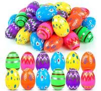 Lushiquea 36 PCS Easter Eggs Empty, Printed Bright Plastic Easter Eggs Fillable, 2.24'' Colorful Small Eggs Bulk for Easter Gifts Party Favors Eggs Hunt Easter Basket Stuffers