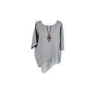 LushStyleUK New Ladies Italian Asymmetric Linen Tunic Top Women Lagenlook Top Plus Sizes (Khaki)