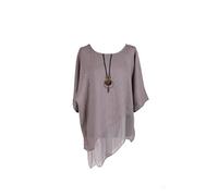 LushStyleUK New Ladies Italian Asymmetric Linen Tunic Top Women Lagenlook Top Plus Sizes (Mocha)