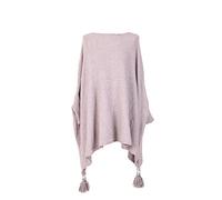 LushStyleUK New Ladies Italian Batwing Tassels Poncho Women Knitted Winter Shawl Plus Sizes (Mocha)