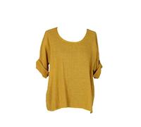 LushStyleUK New Ladies Italian Plain Linen Crop Top Women Blouse Lagenlook Top Plus Sizes (Brown)