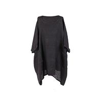 LushStyleUK New Ladies Italian Plus Size Plain Linen Tunic Top Women Lagenlook Top Plus Size (Charcoal)