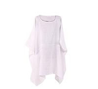 LushStyleUK New Ladies Italian Plus Size Plain Linen Tunic Top Women Lagenlook Top Plus Size (White)
