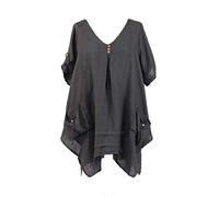 LushStyleUK New Ladies Italian Quirky Lagenlook Tunic Top Women Linen Tunic Blouse Plus Sizes