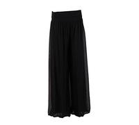 LushStyleUK New Ladies Italian Silk Trouser Women Elastic Waist Trouser Plus Sizes (Black)