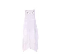 LushStyleUK New Ladies Italian Sleeveless Plain Linen Dress Women Lagenlook Dress Plus Sizes (White)