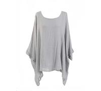 LushStyleUK New Ladies Lagenlook Batwing Top Women Plain Linen Tunic Top Plus Sizes (Grey)