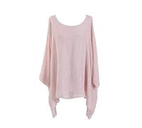 LushStyleUK New Ladies Lagenlook Batwing Top Women Plain Linen Tunic Top Plus Sizes (Pink)
