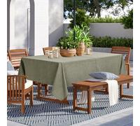 LUSHVIDA Outdoor Tablecloth with Umbrella Hole - Patio Table Cloth Zippered Rectangle 60x102 Inch, Khaki Faux Linen Table Cover Water Resistant for Picnic Outside