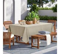 LUSHVIDA Outdoor Tablecloth with Umbrella Hole - Patio Table Cloth Zippered Rectangle 60x102 Inch, Nature Faux Linen Table Cover Water Resistant for Picnic Outside