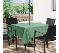 LUSHVIDA Outdoor Tablecloth with Umbrella Hole - Patio Table Cloth Zippered Square 60x60 Inch, Sage Green Faux Linen Table Cover Water Resistant for Picnic Outside
